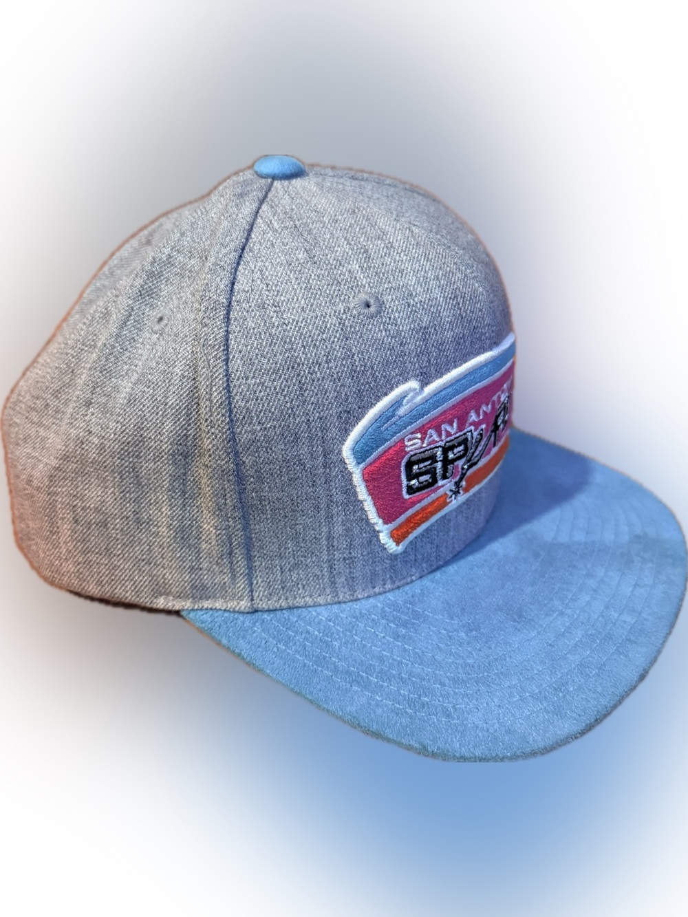 San Antonio Spurs Grey/Teal Mitchell & Ness Snapback Hat - Picture 4 of 8